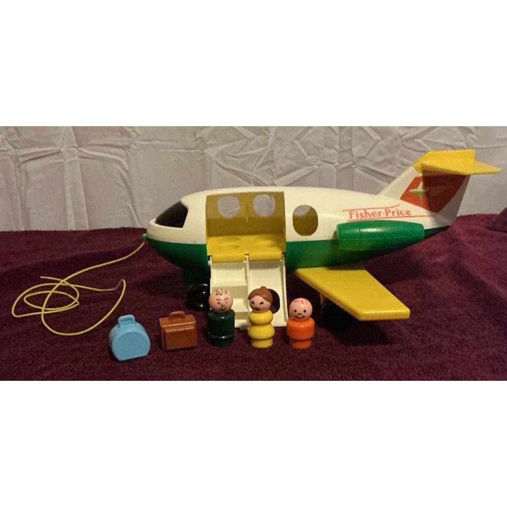 Vintage Fisher Price Little People #182 Play Family Jetliner 1980 With Luggage